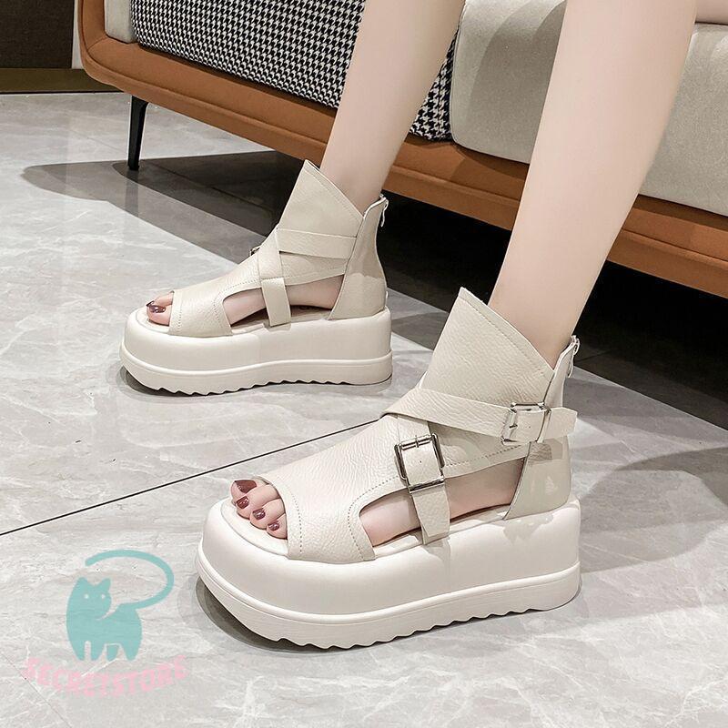 オープントゥ ブーツサンダル レディース 歩きやすい 厚底