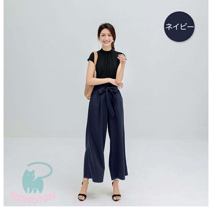 【美品】イッセイミヤケ　ガウチョパンツ　インディゴブルー　ウエストリボンベルト 美品】イッセイミヤケ ガウチョパンツ インディゴブルー