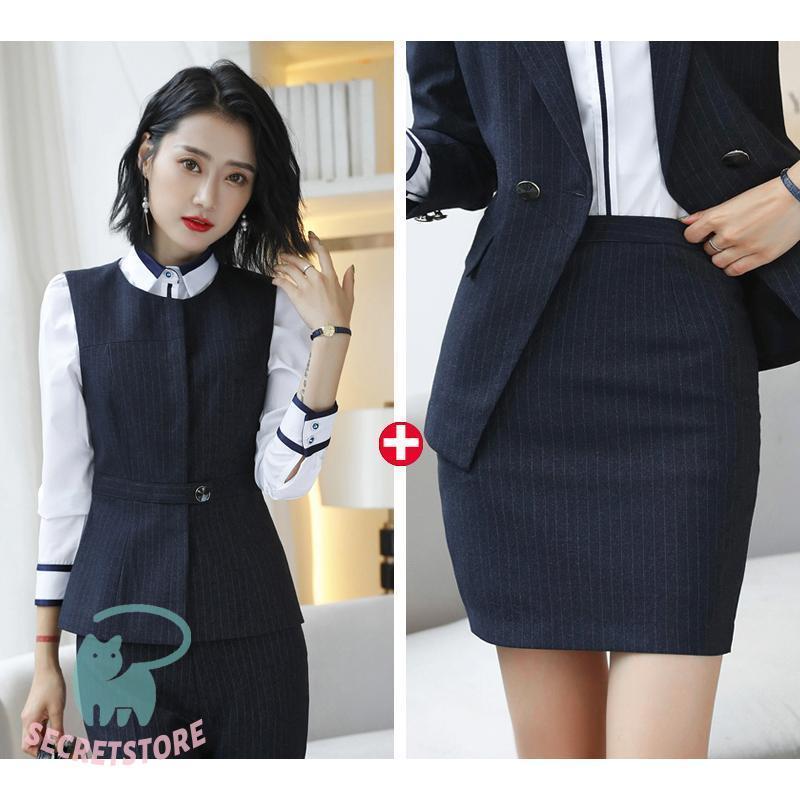 美品　事務服　制服　オフィスウェア　ベスト　スカート　パンツ　オンワード　上下 AddRouge 事務服 ベストスーツ 上下セット スカート ゴム a