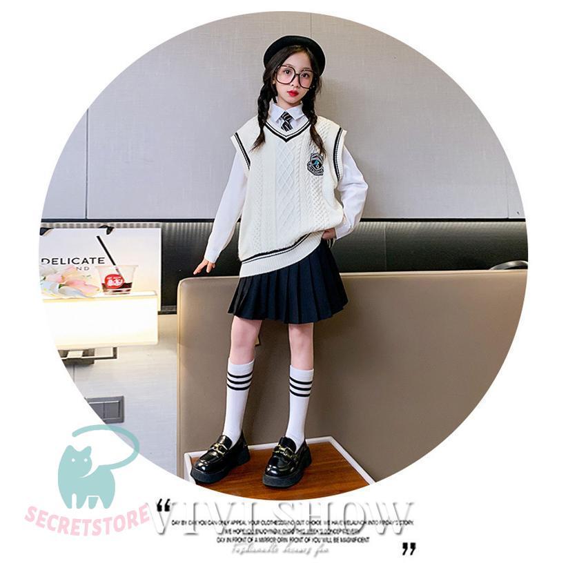 子供服 キッズ 上下セット スカート ネクタイ ベスト 制服風