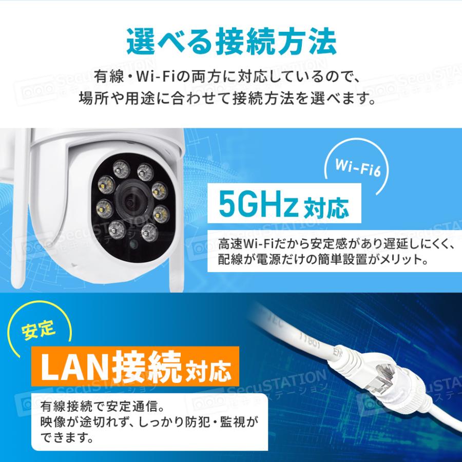 SecuSTATION 防犯カメラ 屋外 家庭用 防犯灯 パンチルト 夜間