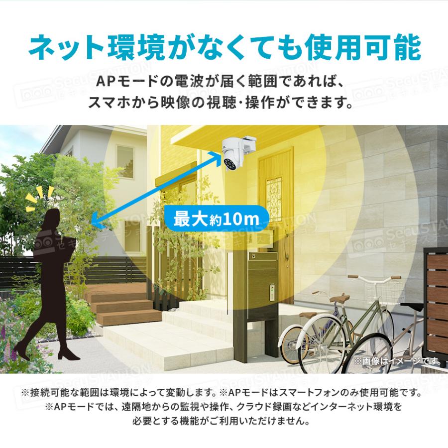 SecuSTATION 防犯カメラ 屋外 家庭用 防犯灯 パンチルト 夜間