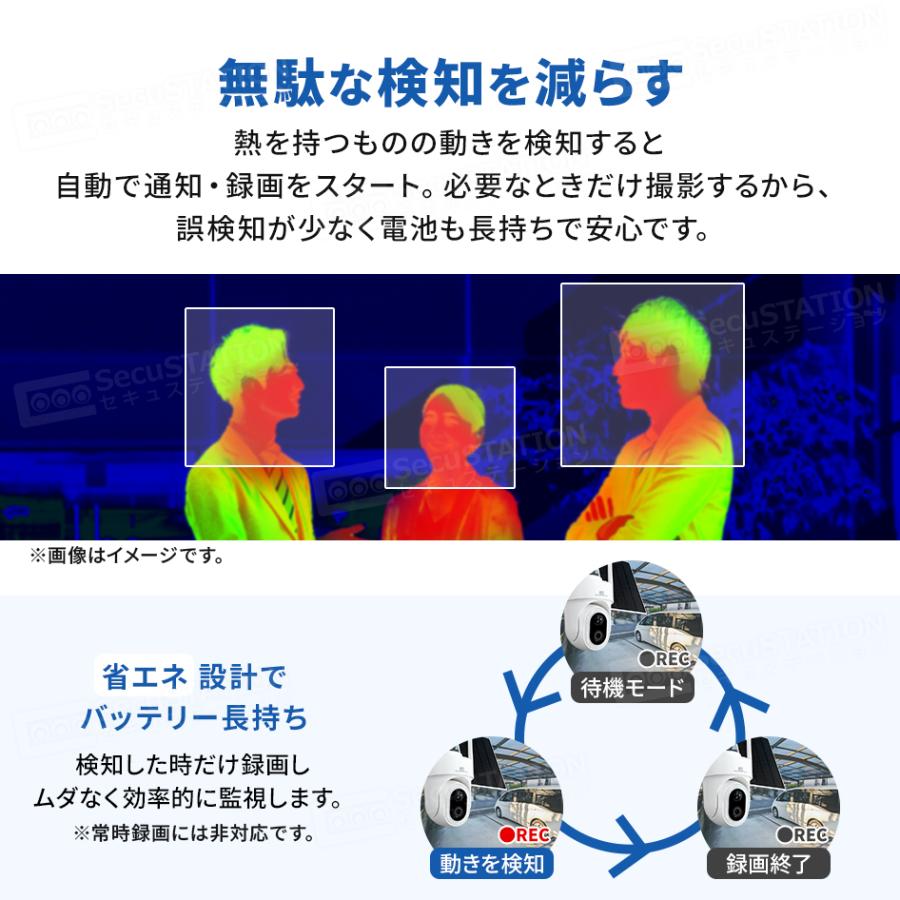 防犯カメラ 屋外 家庭用 ソーラー 防犯灯 パンチルト バッテリー 夜間フルカラー スマホ 遠隔監視 WiFi 充電式 MM43(W) | SecuSTATION | 15