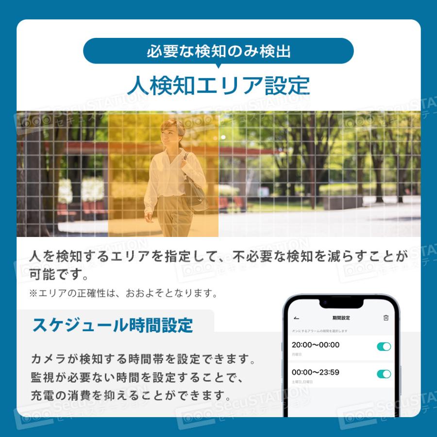 防犯カメラ 屋外 家庭用 ソーラー 防犯灯 パンチルト バッテリー 夜間フルカラー スマホ 遠隔監視 WiFi 充電式 MM43(W) | SecuSTATION | 13