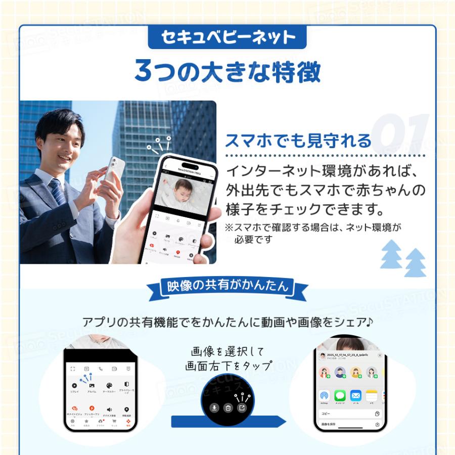 ベビーモニター 見守りカメラ 温度センサー スマホ対応 子守唄 遠隔