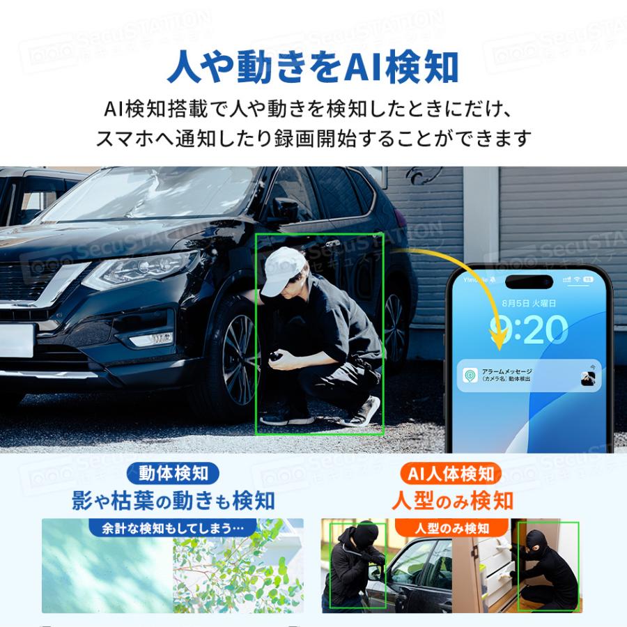 【SD32GB+ステッカー2枚セット】防犯カメラ 屋外 家庭用 パンチルト 夜間フルカラー 遠隔監視 ワイヤレス セキュガードMミニ MF45(A)の画像