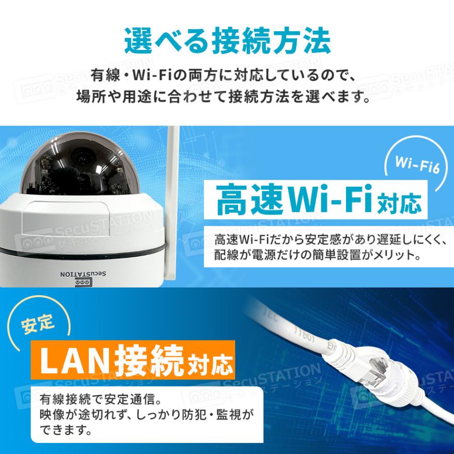 SecuSTATION 防犯カメラ 屋外 家庭用 4K 800万画素 防犯灯 パンチルト