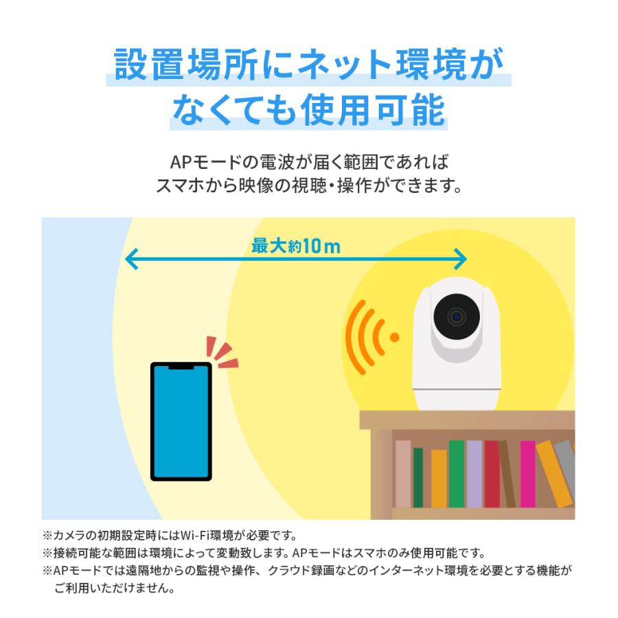 見守りカメラ ペットカメラ ベビーモニター 犬猫 家庭用 スマホ 夜間撮影 高画質 動作検知 屋内カメラ 遠隔操作 ワイヤレス カメまるD DC53(B) 黒 | SecuSTATION | 19