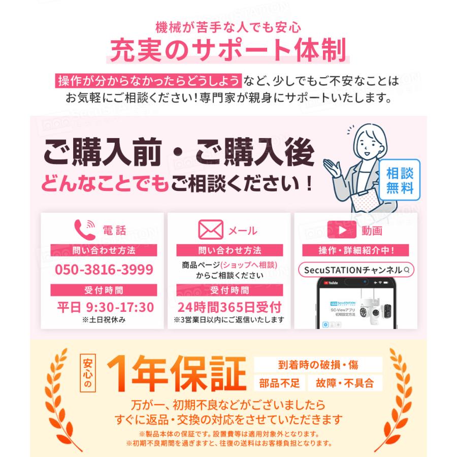 【SD32GB+ステッカー2枚セット】見守りカメラ 防犯カメラ 夜間撮影 動作検知 介護 ペット 自動追跡 スマホ対応 カメまるD DC53(B) 白 | SecuSTATION | 08