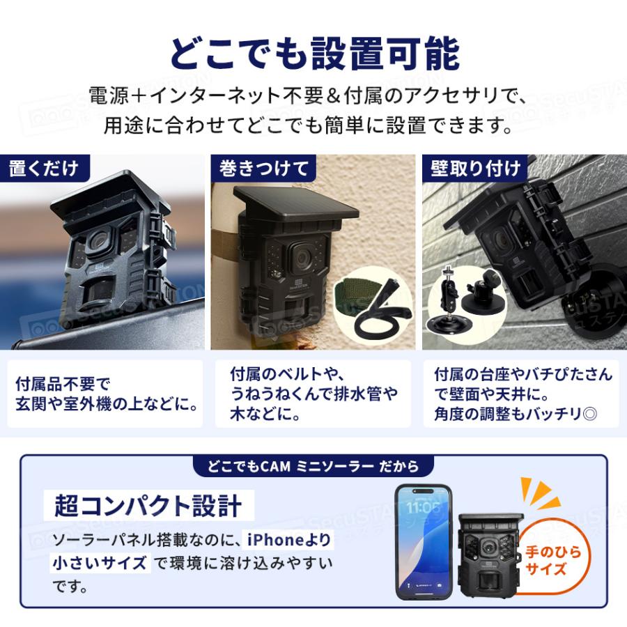 SecuSTATION 防犯カメラ トレイルカメラ ソーラーパネル一体型 microSD