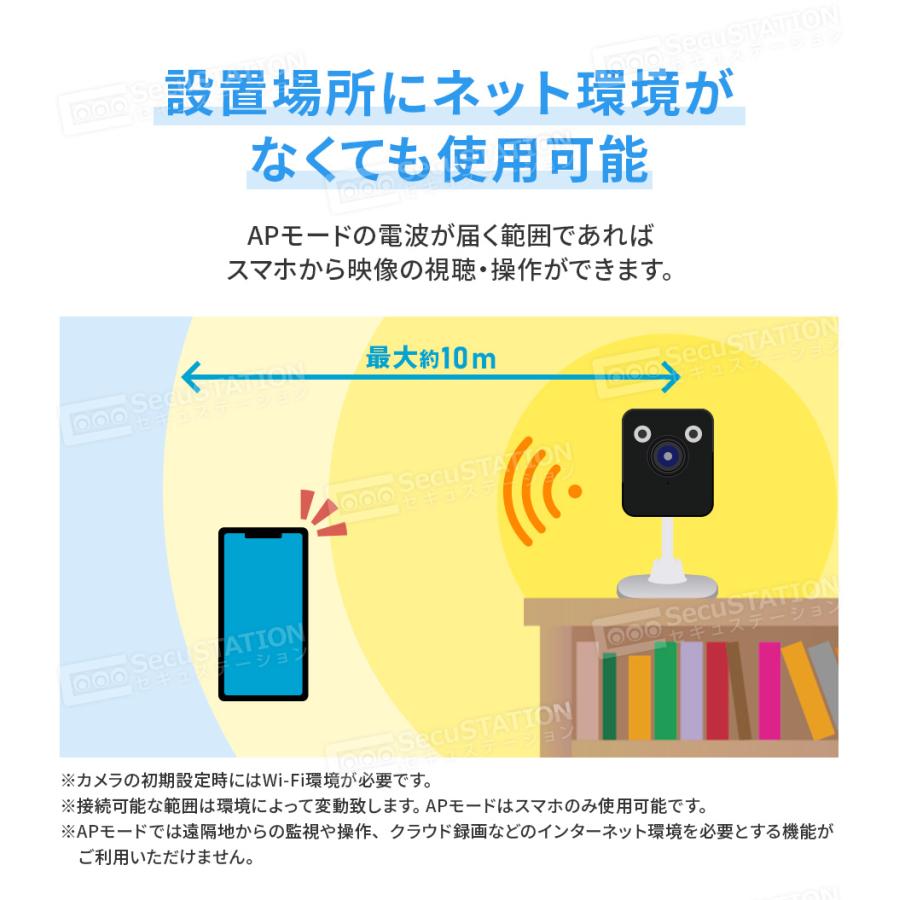 SecuSTATION 見守りカメラ ペットカメラ ベビーモニター 犬猫 家庭用