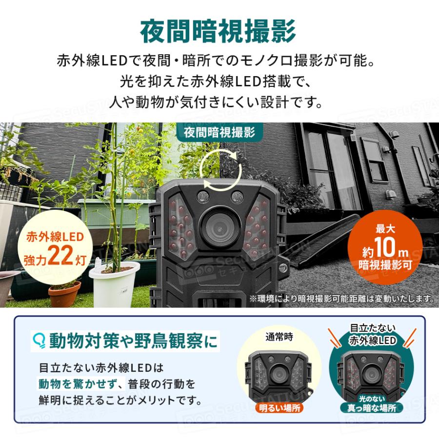 SecuSTATION 防犯カメラ 屋外 トレイルカメラ 監視カメラ 人感センサー