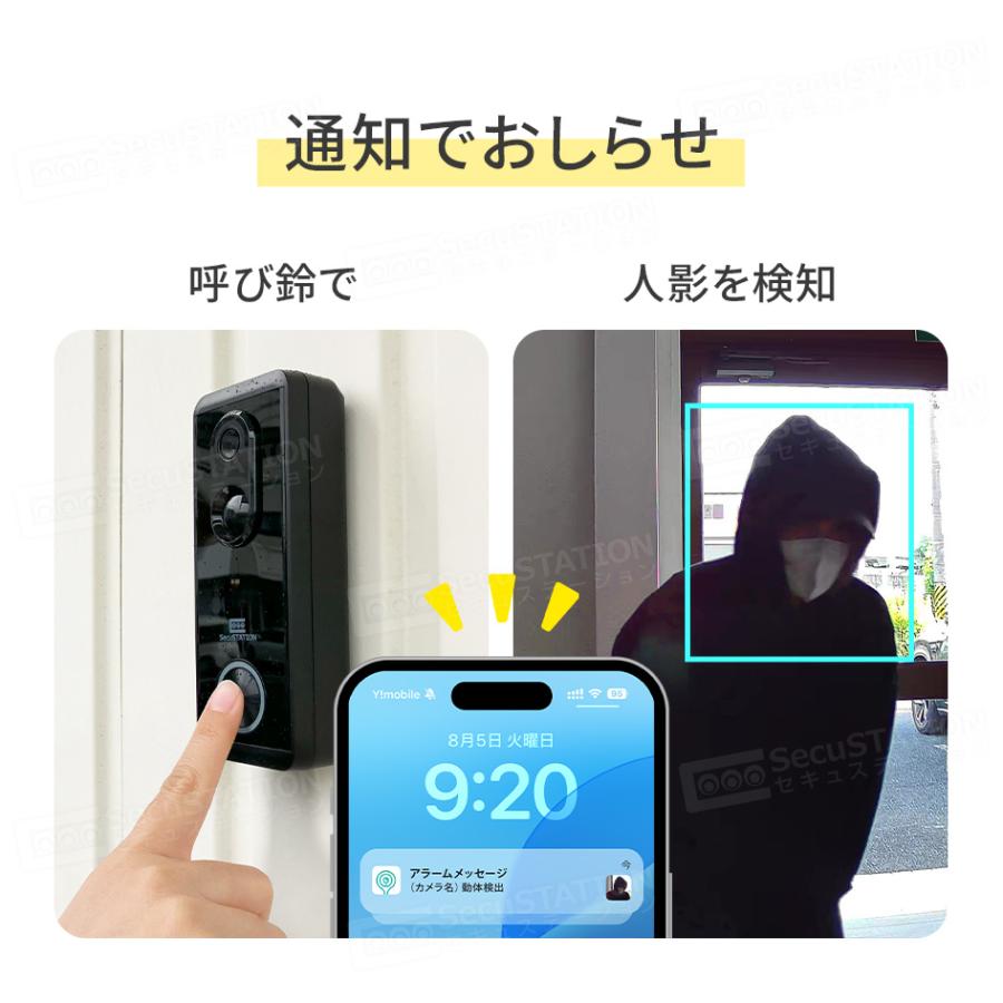 SecuSTATION インターホン ドアホン ワイヤレスチャイム 玄関 ドアベル