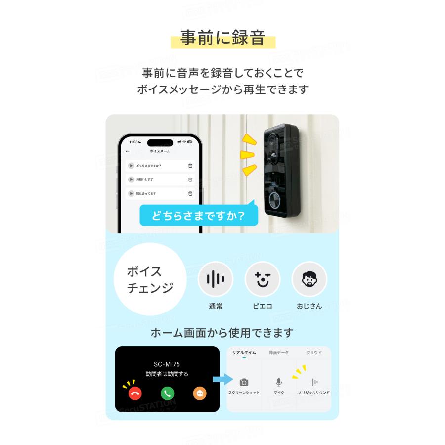 SecuSTATION インターホン ドアホン ワイヤレスチャイム 玄関 ドアベル