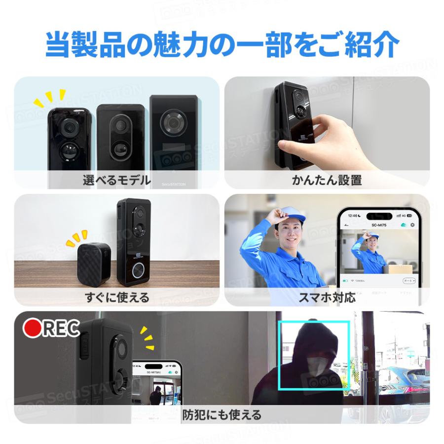 SecuSTATION インターホン ドアホン ワイヤレスチャイム 玄関 ドアベル