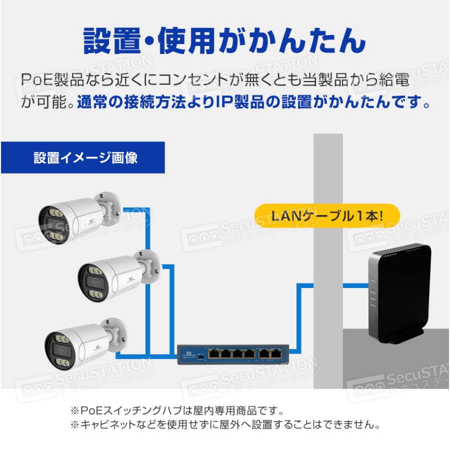 スイッチングハブ PoE給電対応 4 8ポート 金属筺体 : 防犯カメラ