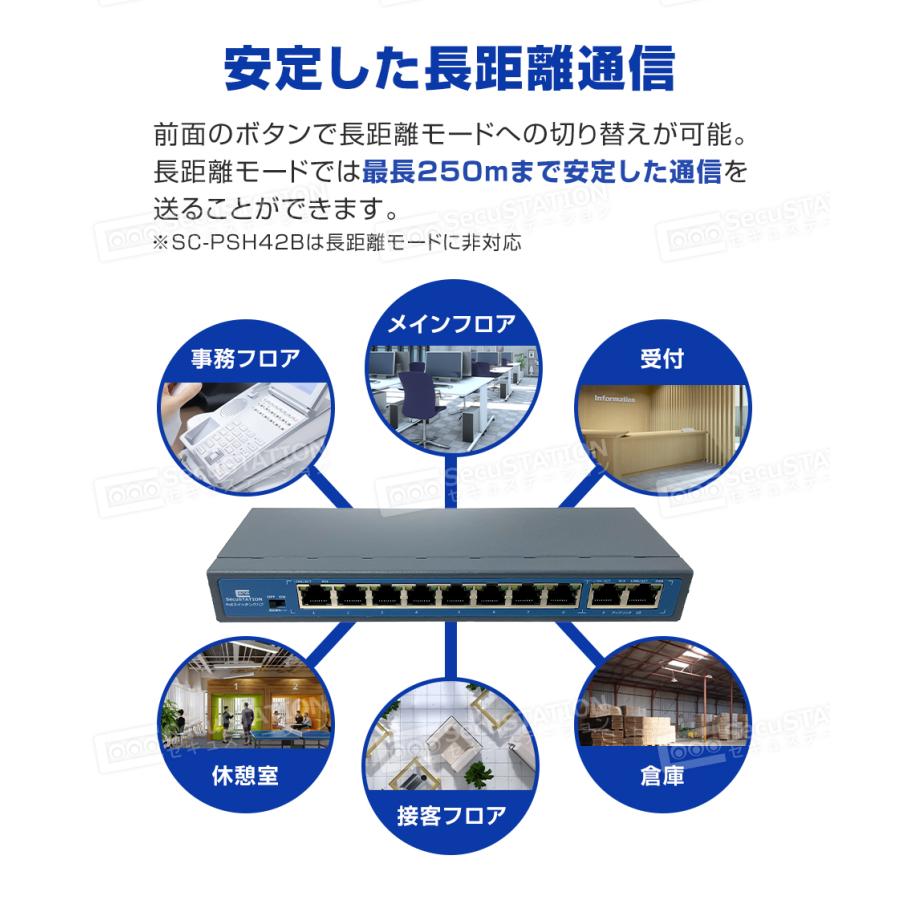 スイッチングハブ PoE給電対応 4 8ポート 金属筺体 : 防犯カメラ