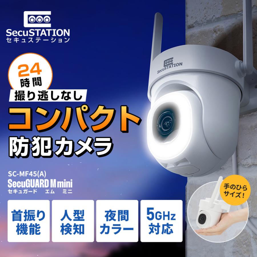 SecuSTATION 防犯カメラ 屋外 家庭用 防犯灯 パンチルト 夜間