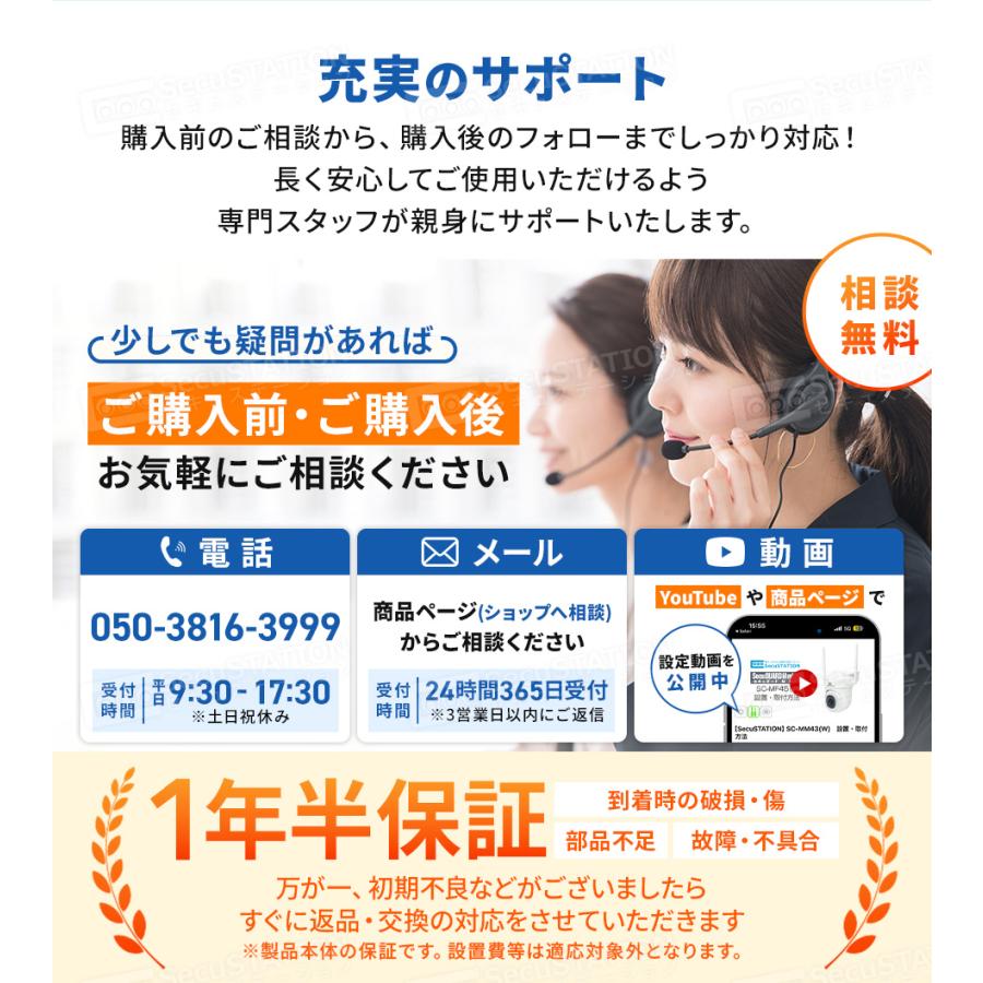 防犯カメラ 屋外 家庭用 防犯灯 パンチルト 夜間フルカラー スマホ 遠隔監視 ワイヤレス 5Ghz セキュガードMミニ MF45(A)の画像