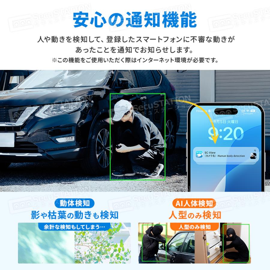 SecuSTATION 防犯カメラ 屋外 セット 家庭用 ワイヤレス wifi カメラ 2