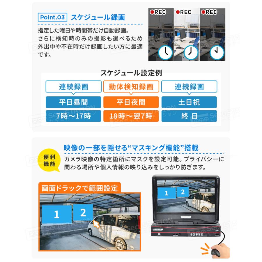 SecuSTATION 【HDD整備済み品】防犯カメラ 屋外 セット 家庭用 監視