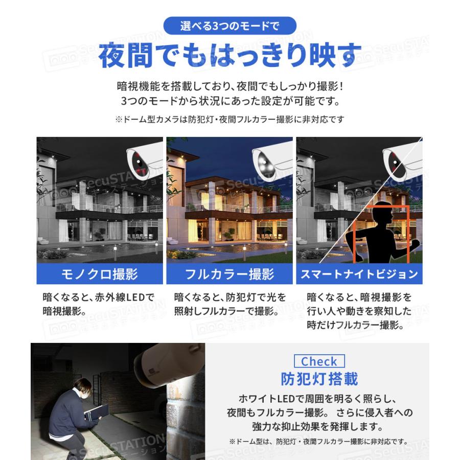 防犯カメラ 屋外 セット 監視カメラ 家庭用 PoE 赤外線 スマホ 電源不要 AI検知 4K 8台まで ネット環境不要 DZ88K | SecuSTATION | 12