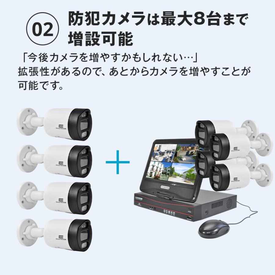 SecuSTATION 防犯カメラ 屋外 セット 家庭用 PoE カメラ4台 モニター