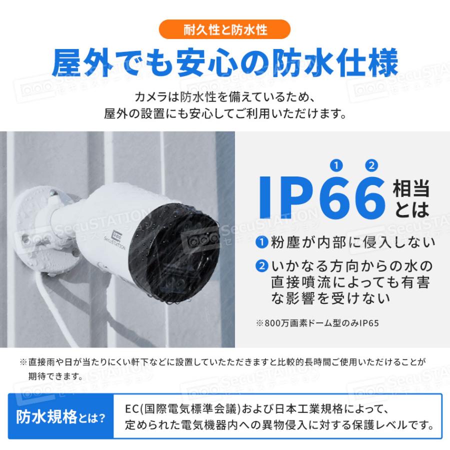 SecuSTATION 防犯カメラ 屋外 セット 家庭用 PoE カメラ 2台 4台
