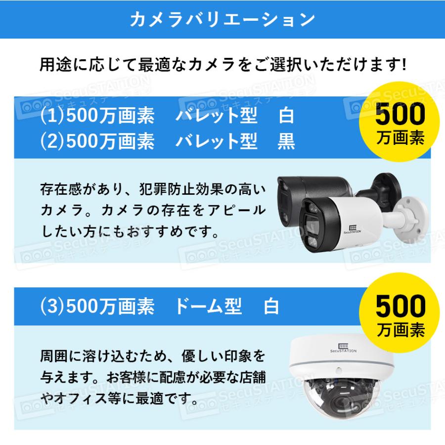 SecuSTATION 防犯カメラ 屋外 セット 家庭用 PoE カメラ4台 モニター