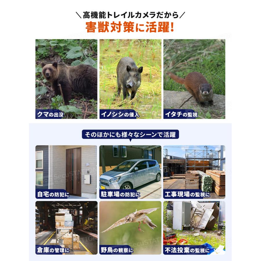 防犯カメラ トレイルカメラ 小型カメラ 熊 獣害 家庭用 屋内 屋外 監視 夜間撮影 スマホ対応 どこでもCAM MW68 | SecuSTATION | 06