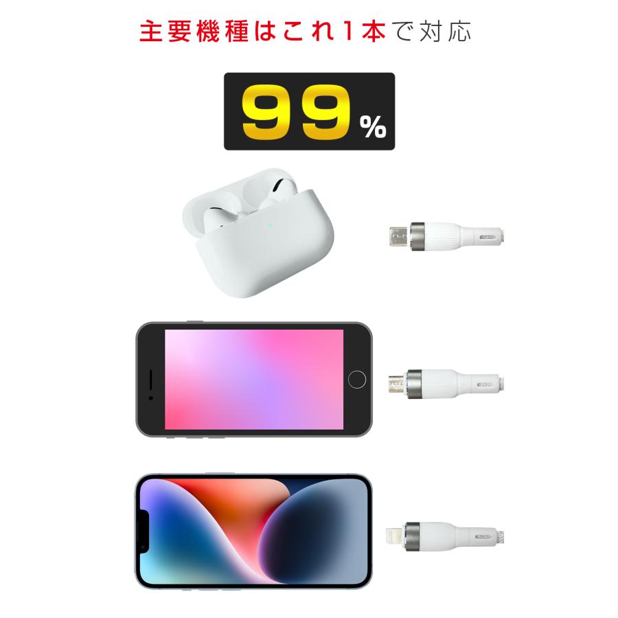 3in1 充電ケーブル iPhone typeC USB ライトニングケーブル　SC-USB31W | ブランド登録なし | 06