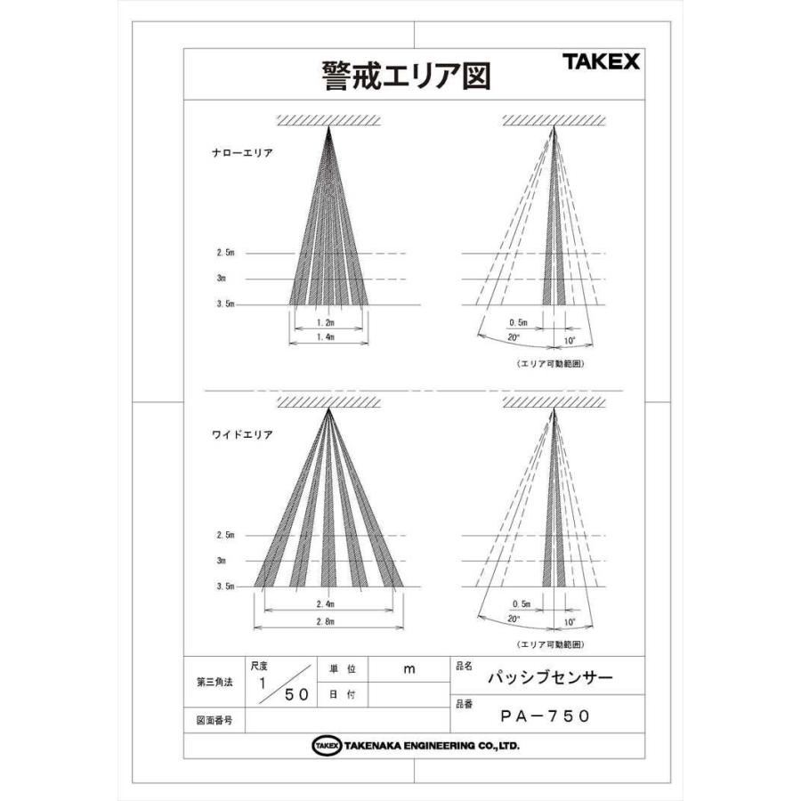 PA-750】 パッシブセンサー スポット警戒型 : 露出型 TAKEX 竹中