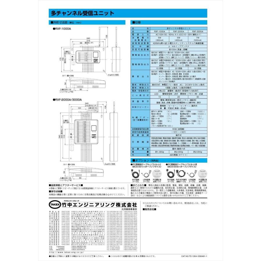 RXF-1000A 多チャンネル受信ユニット 竹中エンジニアリング株式会社