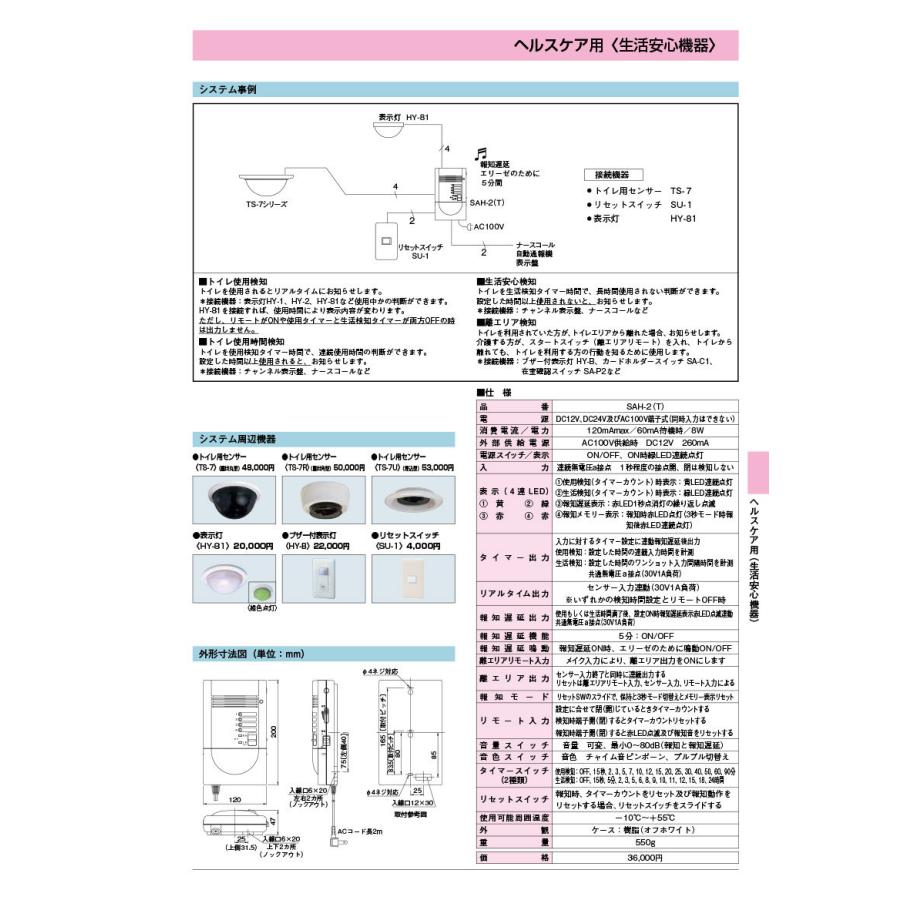 SAH-2(T)】 生活安心報知機 TAKEX 竹中エンジニアリング : 防犯設備の