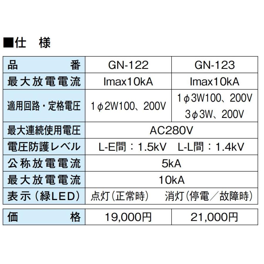 【GN-122】 電源用SPD（AC2線用） TAKEX 竹中エンジニアリング |  | 01