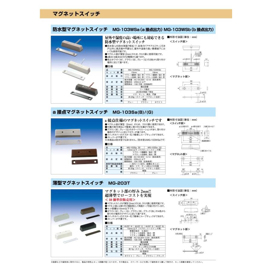 MG-103Sa(G)】 マグネットスイッチ A接点型 N.O. グレー TAKEX