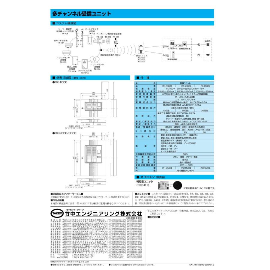 多チャンネル受信ユニット RX-3000 TAKEX 竹中エンジニアリング｜securehouse｜04