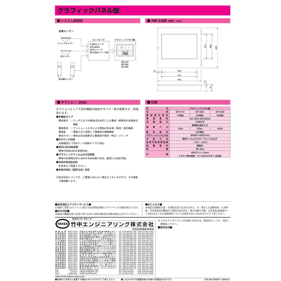 【GP-310Ver3】 警戒セット表示ブザー無しグラフィックパネル盤 TAKEX 竹中エンジニアリング |  | 04