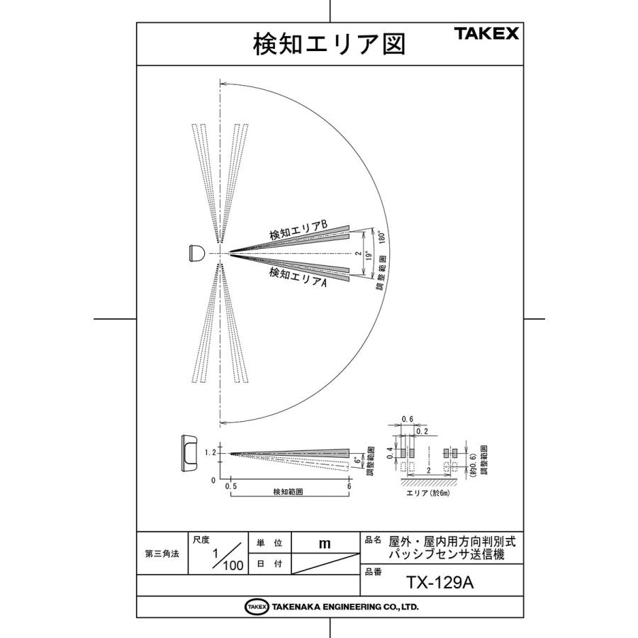 【TX-129A】 屋外・屋内用方向判別式パッシブセンサー送信機 TAKEX 竹中エンジニアリング |  | 03