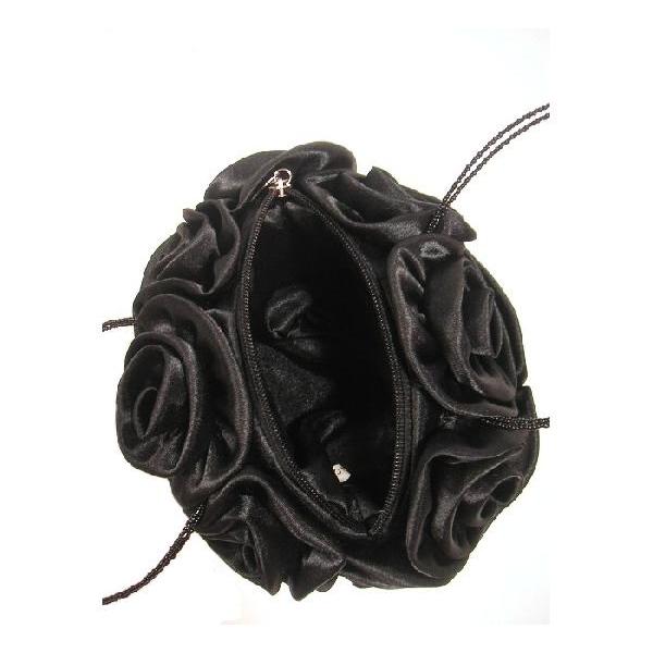 SALE パーティーバッグ　ローズサテンミニバッグ持ち手ビーズ  小　（ピンク・ブラック） |  | 02