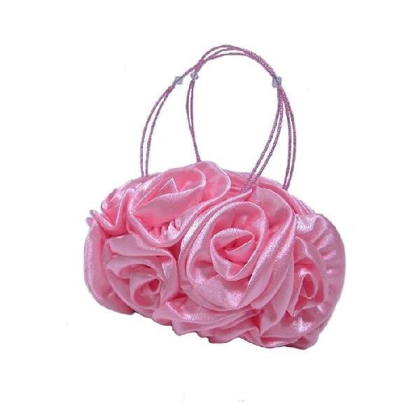 SALE パーティーバッグ　ローズサテンミニバッグ持ち手ビーズ  小　（ピンク・ブラック） |  | 04