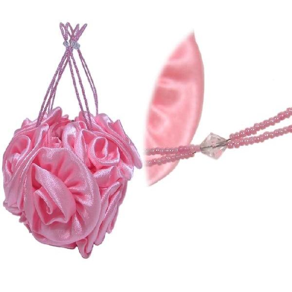 SALE パーティーバッグ　ローズサテンミニバッグ持ち手ビーズ  小　（ピンク・ブラック） |  | 05