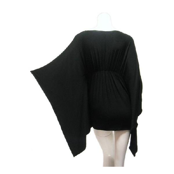 トップス　ロングトップスキモノスリーブワイドロングチュニックブラックカットソー黒Seduce |  | 04