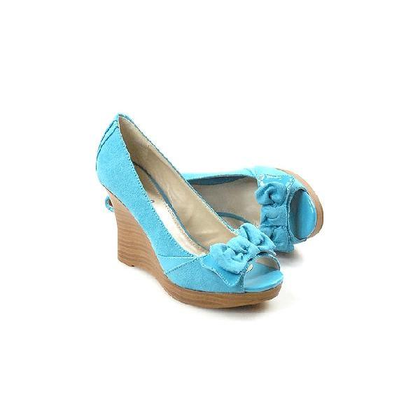 ●SALE●ウエッジソールサンダル　リボン付きお嬢様風キュートハイウェッジ　ベビーブルーアメリカLA |  | 02