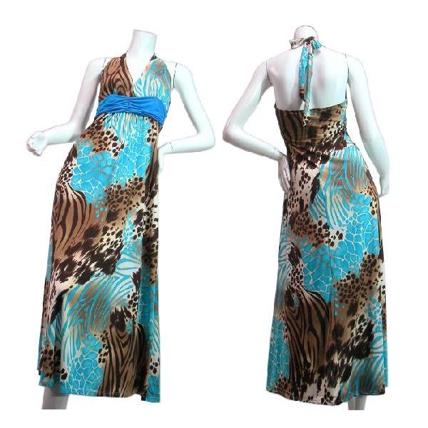 ロングドレスワンピースマキシ丈ヒョウ柄派手綺麗カラー大人雰囲気ホルターネックＬＡＳｅｄｕｃｅ　イエロー・ピンク・ブルー |  | 04