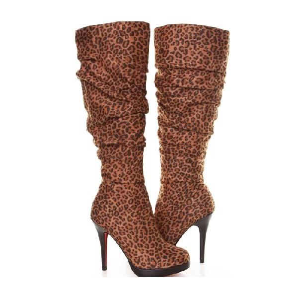 ●アウトレット●ブーツロングブーツヒョウ柄レッドソールセクシーハイピンヒール１１．５ｃｍくしゅくしゅ上品レオパードブーツインにもＬＡＳｅｄｕｃｅ |  | 01