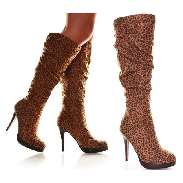 ●アウトレット●ブーツロングブーツヒョウ柄レッドソールセクシーハイピンヒール１１．５ｃｍくしゅくしゅ上品レオパードブーツインにもＬＡＳｅｄｕｃｅ |  | 02