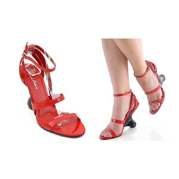 ●SALE●サンダル美デザインウエッジソール足首ベルトストラップウェッジブラウンパープルレッドブルー |  | 03