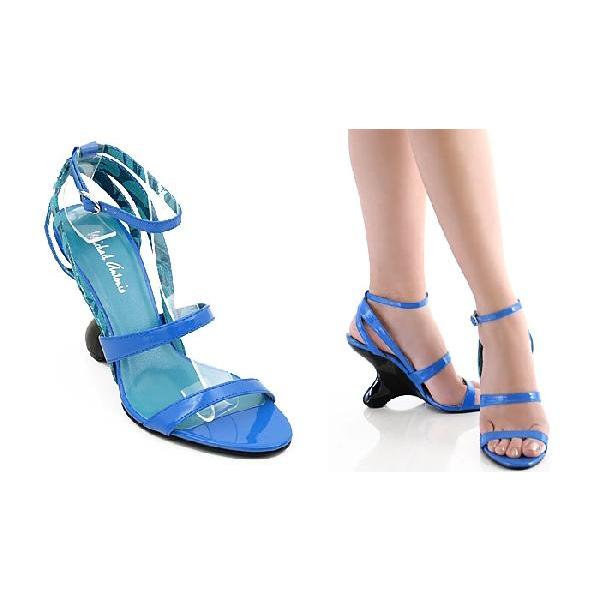 ●SALE●サンダル美デザインウエッジソール足首ベルトストラップウェッジブラウンパープルレッドブルー |  | 04