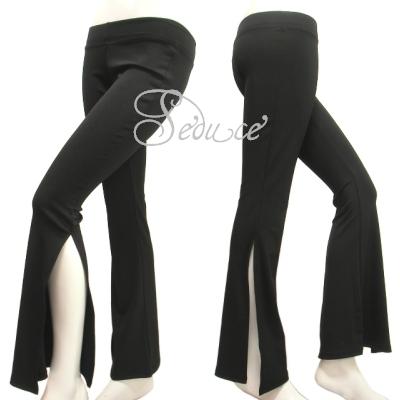 ベルボトムパンツサイド裾スリット入りセクシーパンツダンスにもブラック黒Ｓｅｄｕｃｅ | 